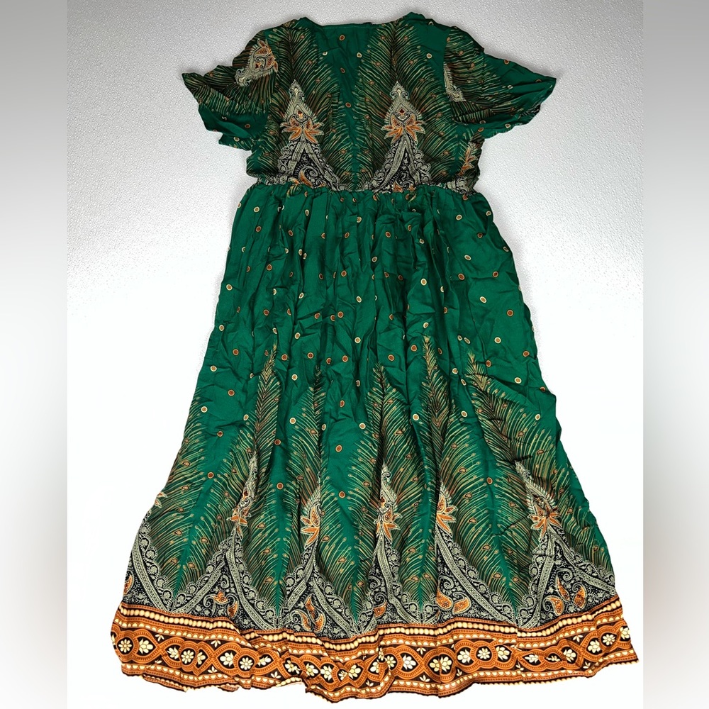 Bloomchic Bandana Pocket Button Wrap Split Midi Dress Size 10 Green NWT - Picture 10 of 12